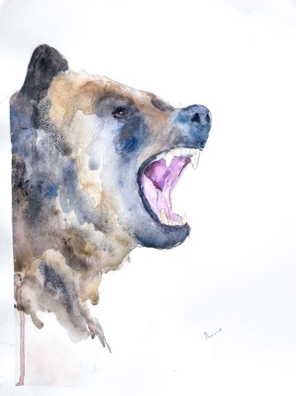 PINTURA ACUALERA OSO RUGIENDO